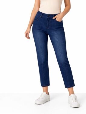 BetaBrand Women’s Dark Blue Straight Leg‎ Dress Pants Denim Petite Small Crop